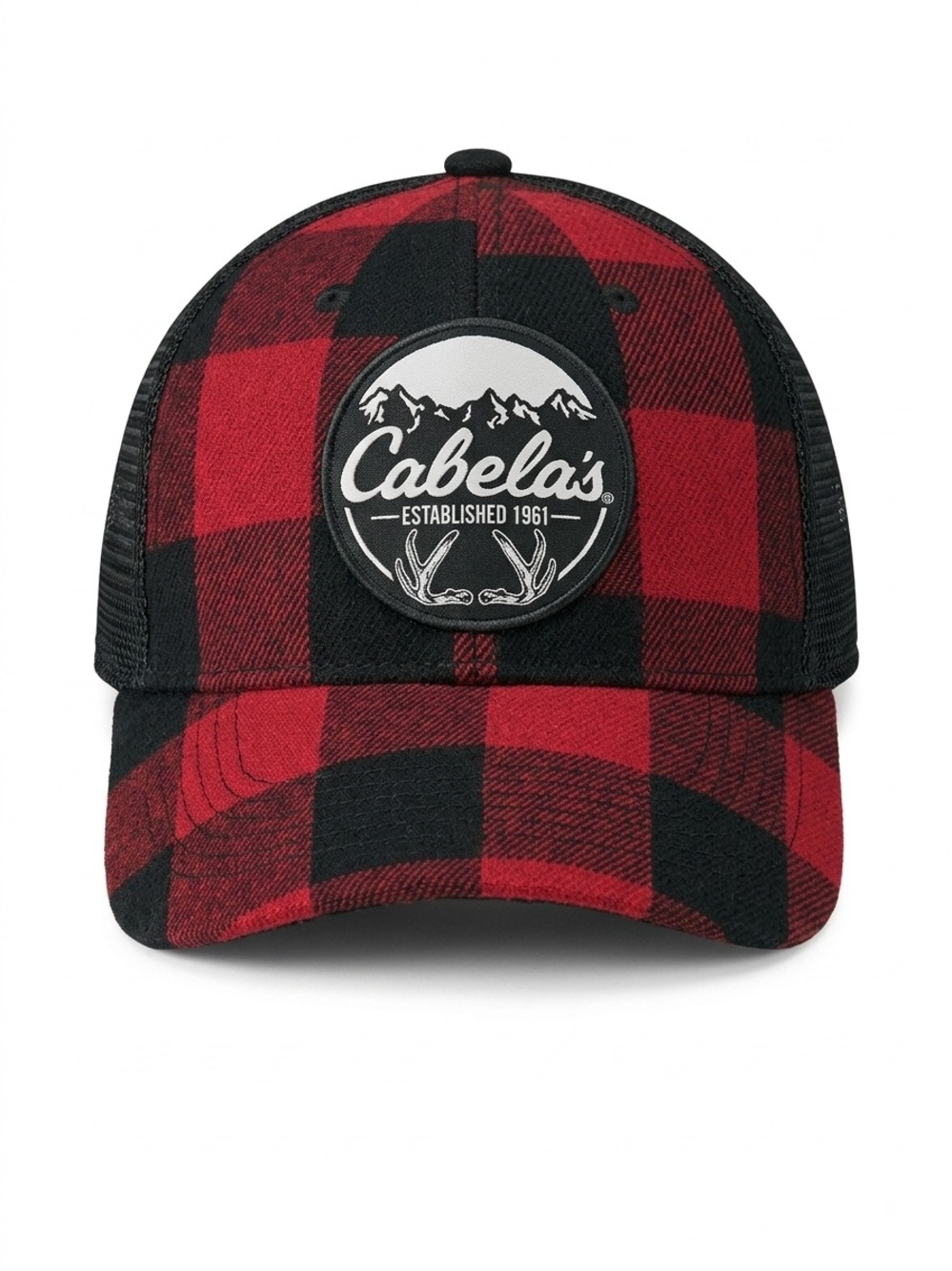 Cabela’s Buffalo Plaid Snapback Hat – Black & Red